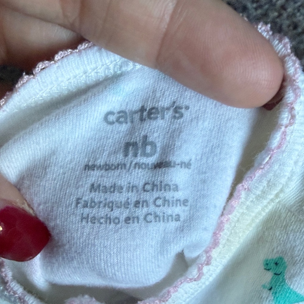 Carter's White Dinosaur Print Footie Pajamas - Picture 2 of 4
